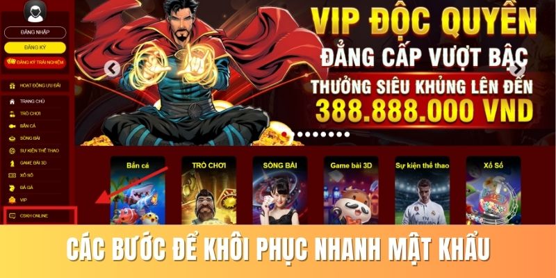 Các bước để khôi phục mật khẩu đăng nhập 23Win