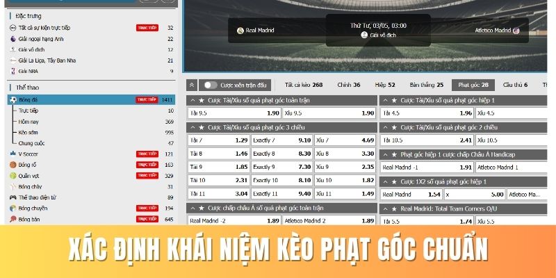 Xác định khái niệm kèo phạt góc chuẩn